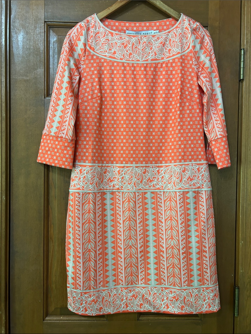Gretchen Scott Border Jersey Shift Dress Kanga Reka Print